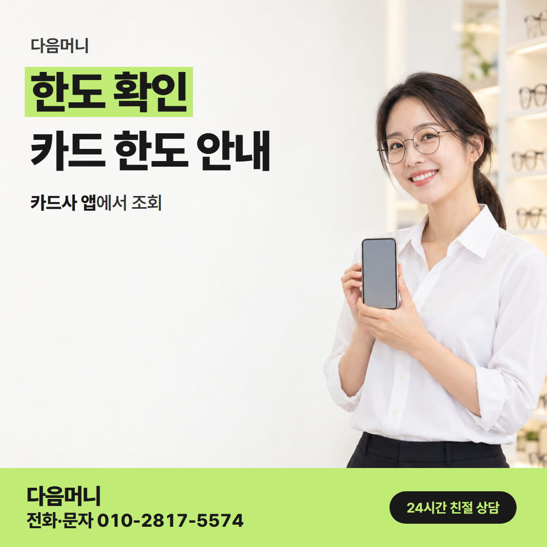 다음머니 은평카드깡 카드 종류마다 카드사가 정한 한도
